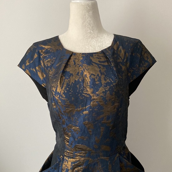 All Saint Spitalfields Navy Gold Dress - Picture 4 of 12